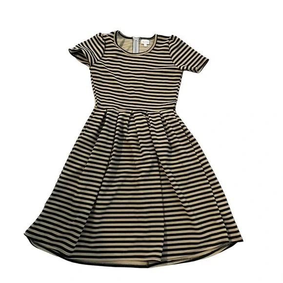 Lularoe Amelia dress with pockets black & tan size XS - Picture 1 of 4